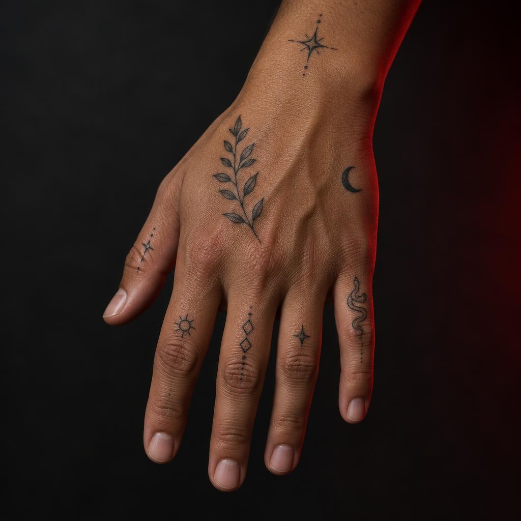 Tiny Hand Details tattoo design on the body