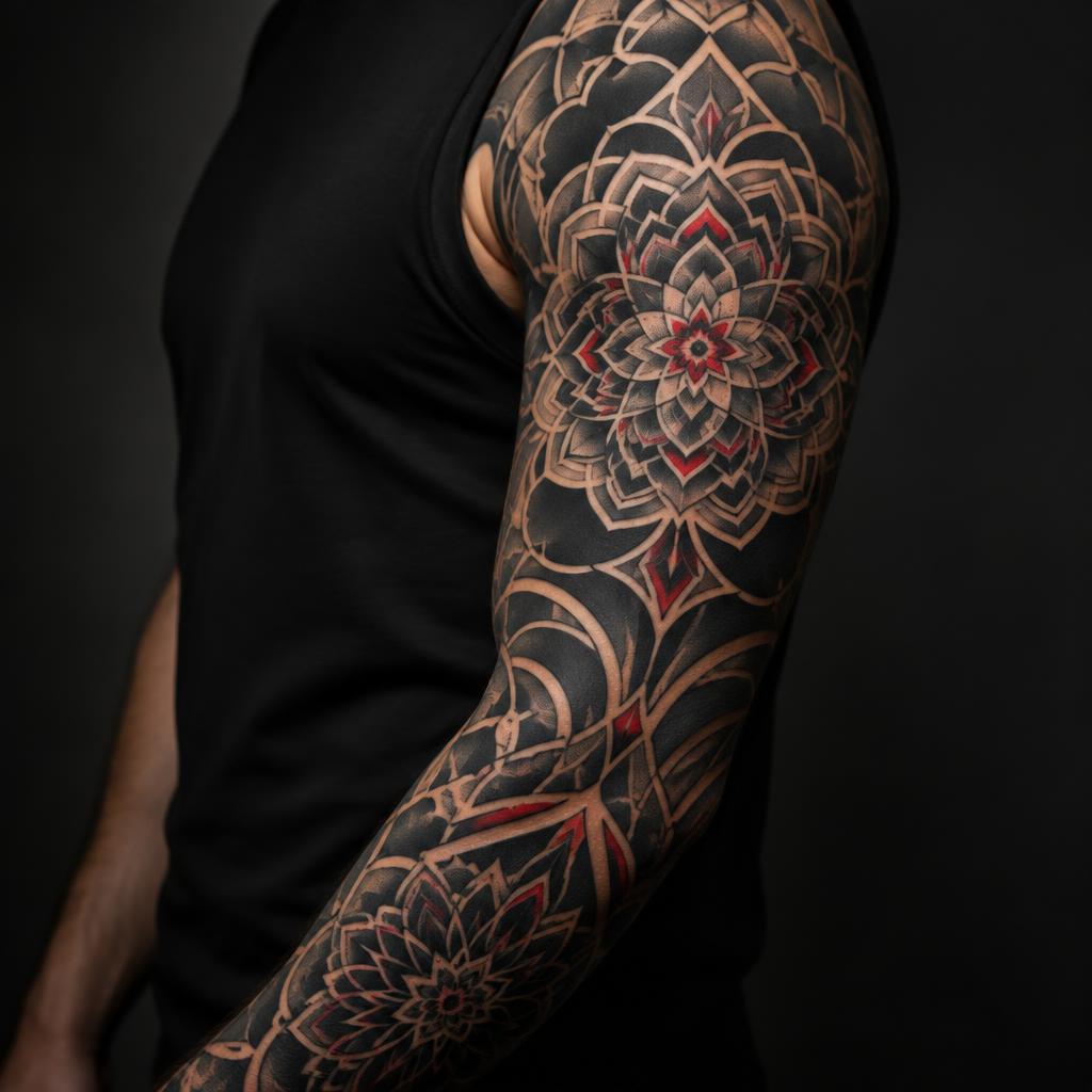 Ornamental Sleeve tattoo design on the body