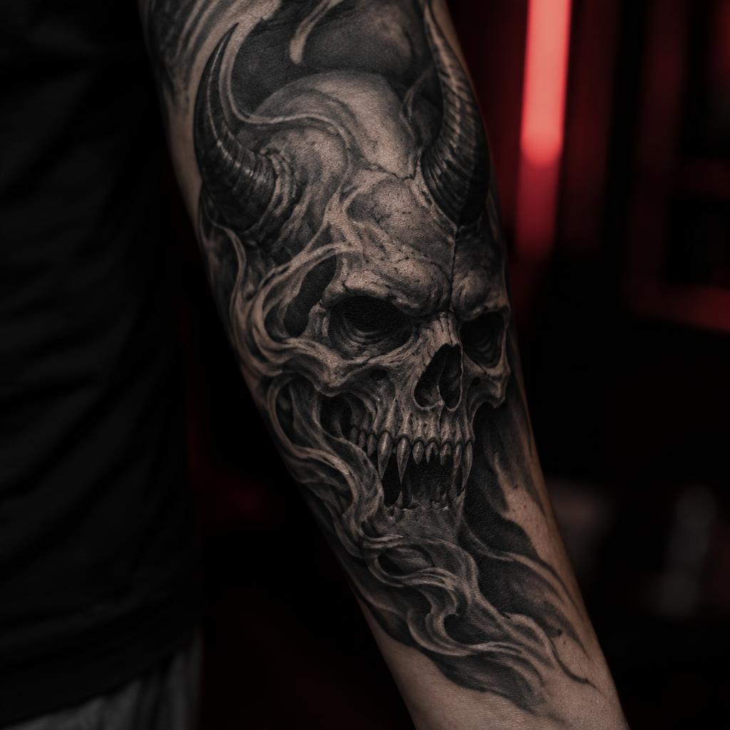 Demon Skull tattoo design on the body